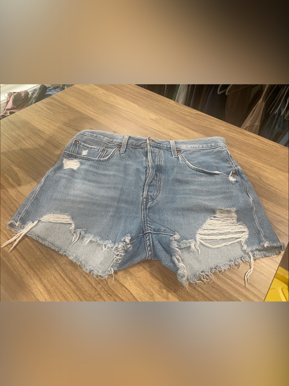 Women's Light Blue Distressed Denim Jean Shorts
